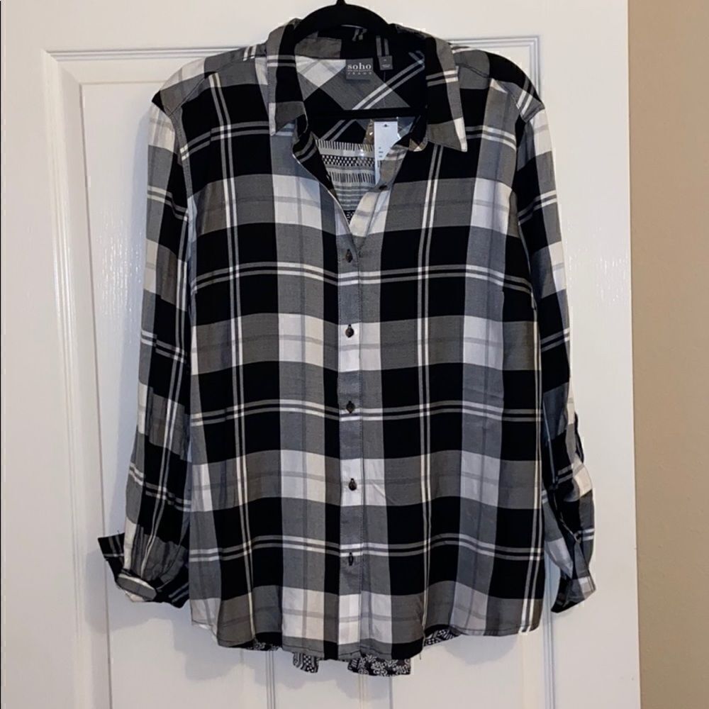 Black and white button down